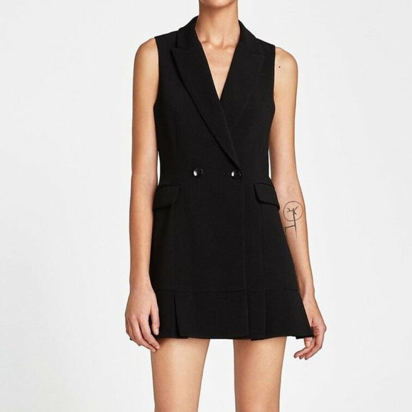 Zara Dresses & Skirts - Zara pleated waistcoat dress BLACK